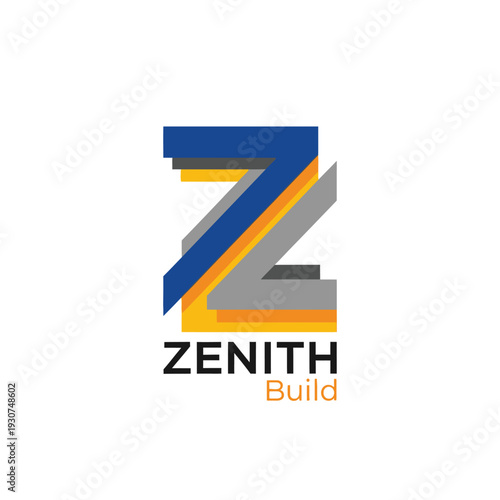Abstract layered letter Z geometric icon logo for construction and architecture ZenithBuild