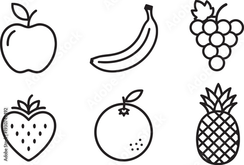 Fresh Fruit Silhouette Vector Collection