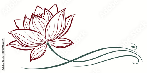 A beautifully illustrated lotus flower with elegant swirls and a small bird