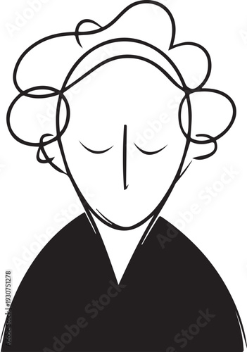 Wallpaper Mural Old Woman Black and White Avatar Illustration in Minimal Line Art Style Design Torontodigital.ca