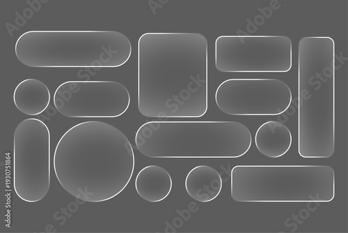 Schilderij op canvas transparent liquid glass button interface
