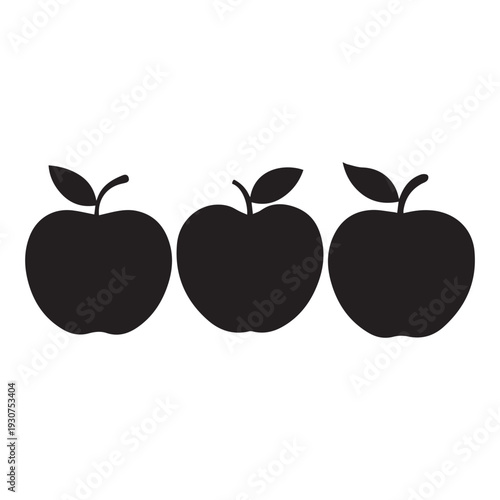 3 Apples silhouette vector illustration on white background