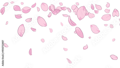Delicate pink petals floating gently in air