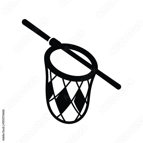 Fishing Net Vector Silhouette Icon Isolated on White for Outdoor and Sport Design