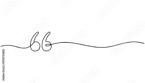 Minimalist Single Continuous Line Drawing of Quotation Marks - Elegant and Modern Graphic Element