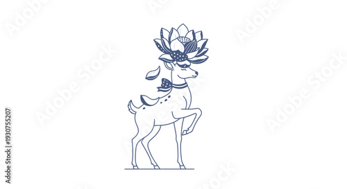 Mythic Deer with Floral Headdress