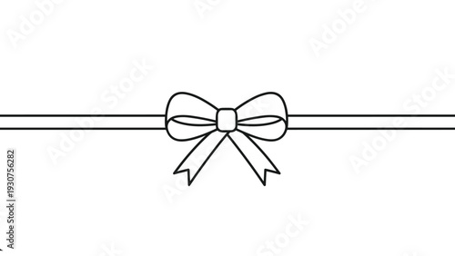 Decorative horizontal line element featuring a simple hand-drawn ribbon bow tied in the exact center position.