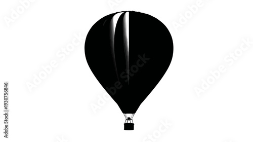 Minimalist black hot air balloon silhouette isolated on white, symbolizing freedom, adventure, and travel. Simple modern vector icon for design.