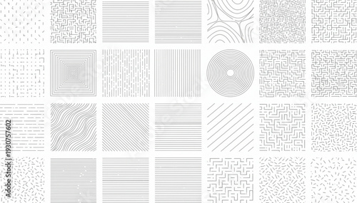 Abstract geometric patterns and textures in monochrome.