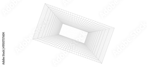 Perspective grid background 3d Vector illustration. Interior design Model projection background template. Line one point perspective