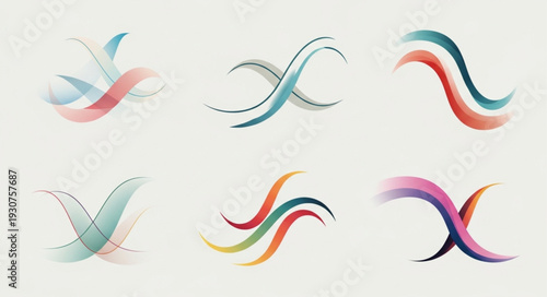 Abstract colorful wavy lines forming X shapes.