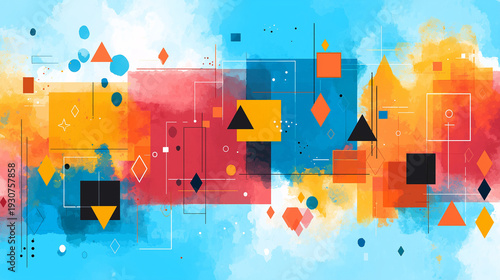 Abstract geometric background with bright elements and attractive design
