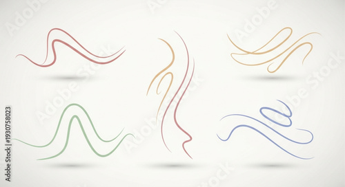 Abstract flowing lines and curves with subtle shadows.