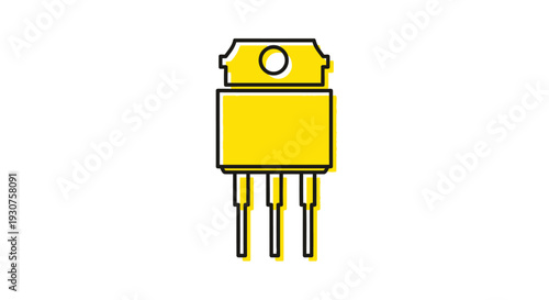 Yellow Electronic Microchip Component Closeup.