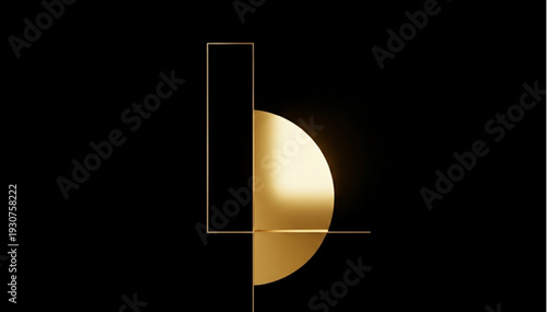 Abstract Golden Circle and Rectangle Geometric Design.