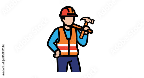 Construction worker with orange safety vest.