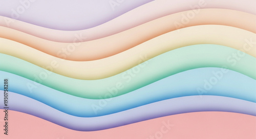 Soft Pastel Rainbow Waves Abstract Background.