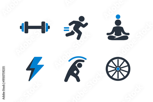 No running pose hiit simple icon training image figure bolt symbol generation