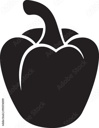 Bell Pepper Silhouette Icon Fresh Vegetable Healthy Cooking and Organic Grocery Vector Illustration