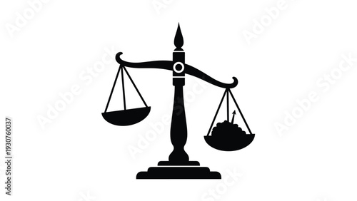 Black silhouette of a traditional balance scale with a small heap on one side represents weighing options or measuring small quantities.