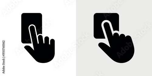 Black hand clicking on gray and white squares