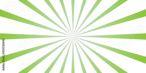 Vibrant green sunburst radiating lines with a smooth gradient effect from the center outwards on a clean white background, perfect for energetic or positive design themes