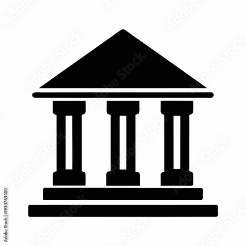 Bank Building Stencil Icon Vector . Financial Institution Silhouette Illustration