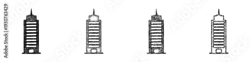 Sketch skyscraper icon design set