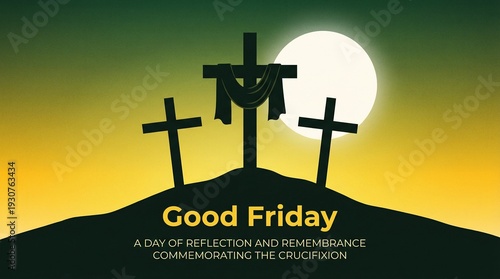 Good Friday banner and Poster. Good Friday is a Christian holiday commemorating the crucifixion of Jesus and his death at Calvary