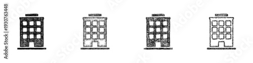 Sketch apartment building icon design set