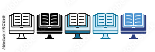 Ebook Reader Icon Set Multiple Style Collection