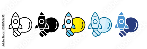 Launch Idea Icon Set Multiple Style Collection