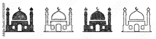 Sketch mosque icon design set