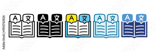 Language Book Icon Set Multiple Style Collection
