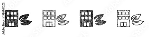Sketch eco building icon design set