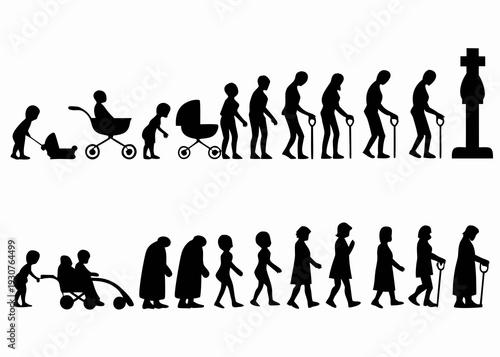The stages of human life depicted through silhouette figures