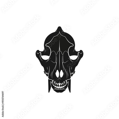 Black and white graphic illustration of an animal skull isolated on white