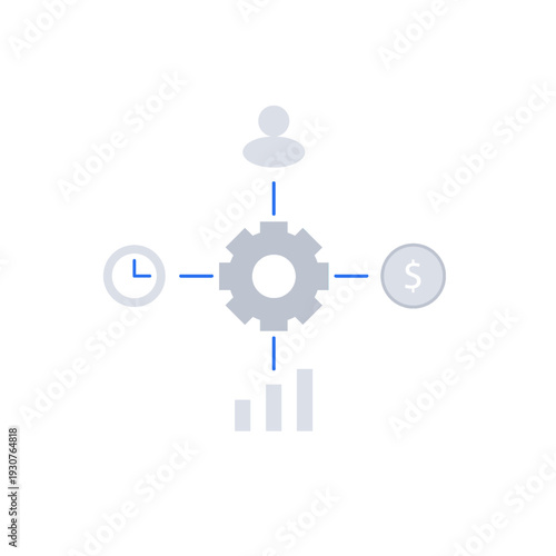 Resource management icon for team allocation, workload control, and project efficiency.
