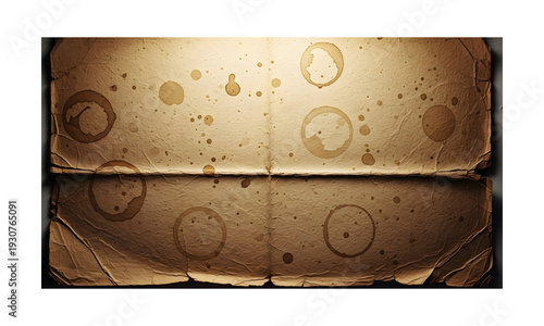 folded vintage coffee stained paper background