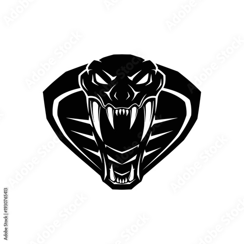 Bold cobra head silhouette illustration for designs and logos