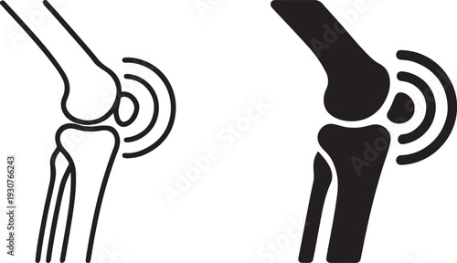 Bold knee joint pain injury editable stroke icon.
