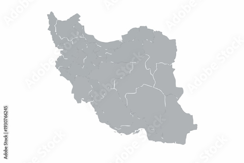 Iran Administrative Map Vector Minimalist Light Grey Silhouette