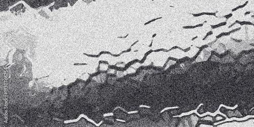 Abstract grayscale background with wavy, irregular lines and a grainy texture creating a dynamic and organic visual effect suitable for artistic and design purposes