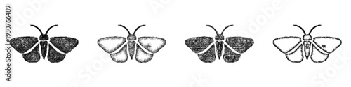 Sketch moth icon design set