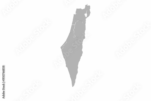 Israel Map Light Grey Vector Silhouette District Borders