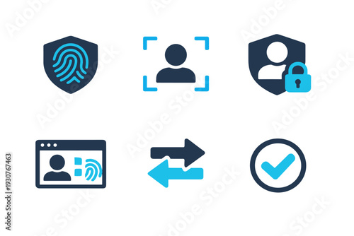 Icon vector image identity badge shield simple biometric letters frame dashboard scalable