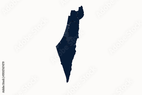 Israel Map Navy Blue Vector Silhouette Administrative Boundaries