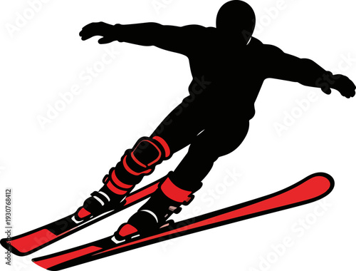 Paralympic Winter Ski Athlete Silhouette Vector