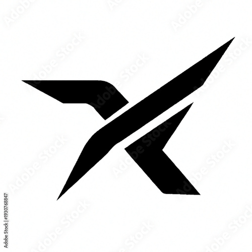 Minimalist Abstract Black Geometric Icon Representing Motion and Modern Innovation