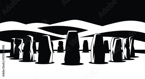 Vector illustration of Stonehenge at night